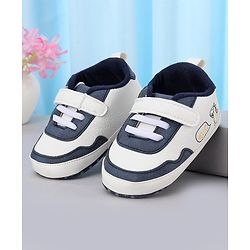 Cute Walk by Babyhug Booties With Velcro Closure & Dino Print - Blue & White