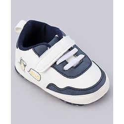 Cute Walk by Babyhug Booties With Velcro Closure & Dino Print - Blue & White