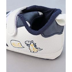 Cute Walk by Babyhug Booties With Velcro Closure & Dino Print - Blue & White