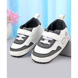Cute Walk by Babyhug Booties With Velcro Closure & Dino Print - Blue & White