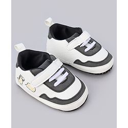 Cute Walk by Babyhug Booties With Velcro Closure & Dino Print - Blue & White