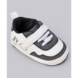 Cute Walk by Babyhug Booties With Velcro Closure & Dino Print - Blue & White