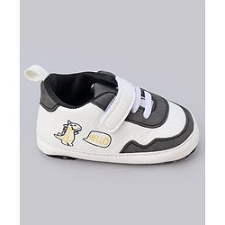 Cute Walk by Babyhug Booties With Velcro Closure & Dino Print - Blue & White