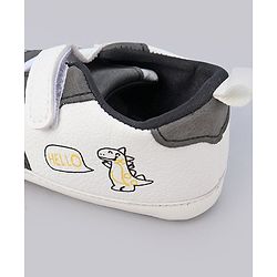 Cute Walk by Babyhug Booties With Velcro Closure & Dino Print - Blue & White