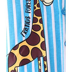 Babyhug Cotton Knit  Half Sleeves Striped Shirt with Giraffe Print - Blue