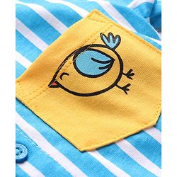 Babyhug Cotton Knit  Half Sleeves Striped Shirt with Giraffe Print - Blue