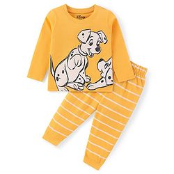 Babyhug Disney Single Jersey Knit Full Sleeves Night Suit with 101 Dalmatians Print - Yellow