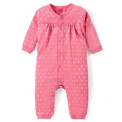 Babyhug 100% Cotton Full Sleeves Rompers Floral & Polka Dots Print Pack of 2 - Pink