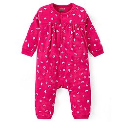 Babyhug 100% Cotton Full Sleeves Rompers Floral & Polka Dots Print Pack of 2 - Pink