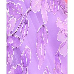 Babyhug Woven Puffed Sleeves Floral Printed Fit & Flared Party Frock with Applique - Purple