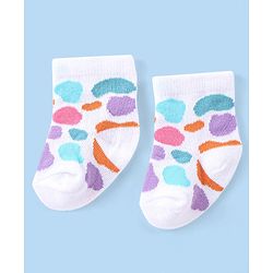 Cute Walk by Babyhug Knit Anti-Bacterial Ankle Length Socks with Heart & Text Design Pack of 3 - Pink Blue & White