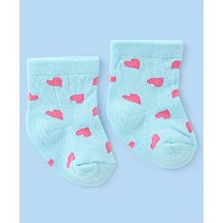 Cute Walk by Babyhug Knit Anti-Bacterial Ankle Length Socks with Heart & Text Design Pack of 3 - Pink Blue & White
