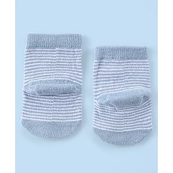 Cute Walk by Babyhug Knit Anti-Bacterial Ankle Length Socks with Striped & Dino Design Pack of 3 - Blue & White