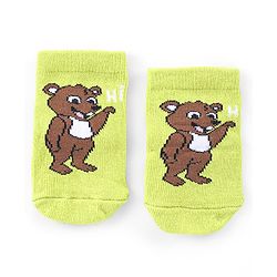 Cute Walk by Babyhug Knit Anti-Bacterial Ankle Length Socks with Raccoon & Bear Design Pack of 3 - Orange Green & Blue