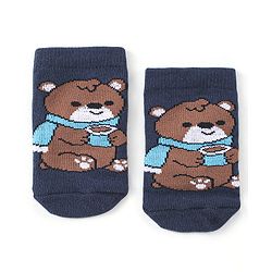 Cute Walk by Babyhug Knit Anti-Bacterial Ankle Length Socks with Raccoon & Bear Design Pack of 3 - Orange Green & Blue
