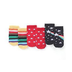 Cute Walk by Babyhug Anti-Bacterial Ankle Length Striped & Star Designed Socks Pack of 3 - Yellow Red & Black