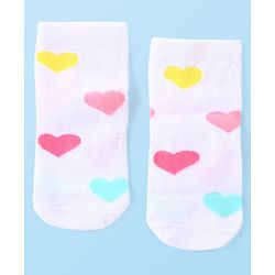 Cute Walk by Babyhug Anti-Bacterial Ankle Length Terry Socks with Heart Design Pack of 3 - Multicolor