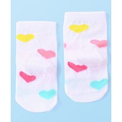 Cute Walk by Babyhug Anti-Bacterial Ankle Length Terry Socks with Heart Design Pack of 3 - Multicolor