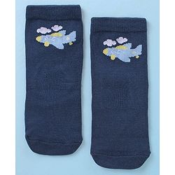 Cute Walk by Babyhug Anti-Bacterial Ankle Length Striped & Vehicle Design Socks Pack of 3 - White Grey & Blue