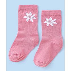 Cute Walk by Babyhug Knit Anti-Bacterial Ankle Length Socks with Floral Design Pack of 3 - Pink & White