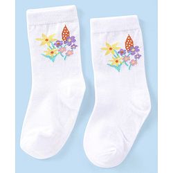 Cute Walk by Babyhug Knit Anti-Bacterial Ankle Length Socks with Floral Design Pack of 3 - Pink & White