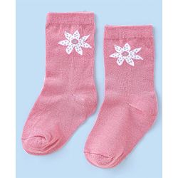 Cute Walk by Babyhug Knit Anti-Bacterial Ankle Length Socks with Floral Design Pack of 3 - Pink & White