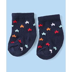 Cute Walk by Babyhug Knit Anti-Bacterial Ankle Length Socks with Striped & Star Design Pack of 3 - Orange White & Blue