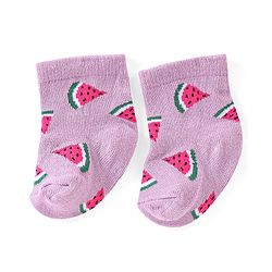 Cute Walk by Babyhug Knit Anti-Bacterial Ankle Length Socks with Watermelon Pineapple & Orange Design Pack of 3 - Pink Mint & Purple