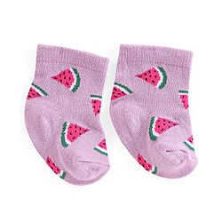 Cute Walk by Babyhug Knit Anti-Bacterial Ankle Length Socks with Watermelon Pineapple & Orange Design Pack of 3 - Pink Mint & Purple