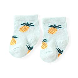 Cute Walk by Babyhug Knit Anti-Bacterial Ankle Length Socks with Watermelon Pineapple & Orange Design Pack of 3 - Pink Mint & Purple
