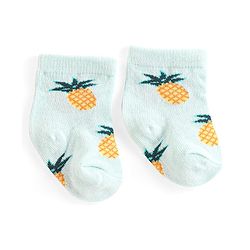 Cute Walk by Babyhug Knit Anti-Bacterial Ankle Length Socks with Watermelon Pineapple & Orange Design Pack of 3 - Pink Mint & Purple