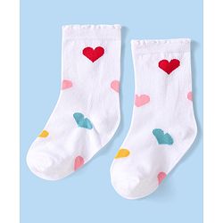 Cute Walk by Babyhug Knitted Anti-Bacterial Ankle Length Socks With Heart Design Pack of 3 - Lilac White & Peach