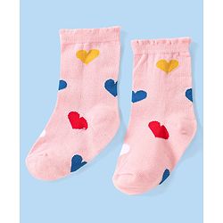 Cute Walk by Babyhug Knitted Anti-Bacterial Ankle Length Socks With Heart Design Pack of 3 - Lilac White & Peach