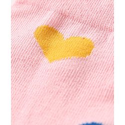 Cute Walk by Babyhug Knitted Anti-Bacterial Ankle Length Socks With Heart Design Pack of 3 - Lilac White & Peach