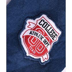 Babyhug Cotton Knit Full Sleeves Collared Sweatshirt with Quilting & Badge Detailing - Navy Blue