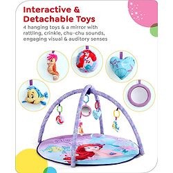 Babyhug Disney Little Mermaid Playgym | BIS Certified | Soft Play Mat with 5 Fun Hanging Toys | Disney Little Mermaid Theme for Newborns 0+ Months | Perfect for Indoor Play & Tummy Time | Stimulates Sensory Development, Hand-Eye Coordination & Motor