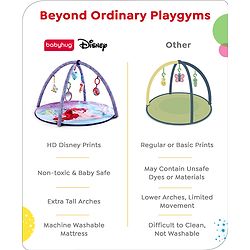 Babyhug Disney Little Mermaid Playgym | BIS Certified | Soft Play Mat with 5 Fun Hanging Toys | Disney Little Mermaid Theme for Newborns 0+ Months | Perfect for Indoor Play & Tummy Time | Stimulates Sensory Development, Hand-Eye Coordination & Motor