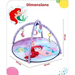Babyhug Disney Little Mermaid Playgym | BIS Certified | Soft Play Mat with 5 Fun Hanging Toys | Disney Little Mermaid Theme for Newborns 0+ Months | Perfect for Indoor Play & Tummy Time | Stimulates Sensory Development, Hand-Eye Coordination & Motor