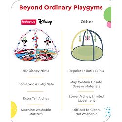 Babyhug Disney Mickey & Friends Playgym | BIS Certified | Soft Play Mat with 5 Fun Hanging Toys | Disney Mickey & Friends Theme for Newborns 0+ Months | Perfect for Indoor Play & Tummy Time | Stimulates Sensory Development, Hand-Eye Coordination & Mo