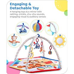Babyhug Disney Mickey & Friends Playgym | BIS Certified | Soft Play Mat with 5 Fun Hanging Toys | Disney Mickey & Friends Theme for Newborns 0+ Months | Perfect for Indoor Play & Tummy Time | Stimulates Sensory Development, Hand-Eye Coordination & Mo