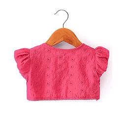 Babyhug Cotton Woven Half Sleeves Shrug with Frock Floral Print - Blue & Pink