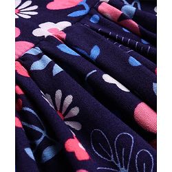 Babyhug Cotton Woven Half Sleeves Shrug with Frock Floral Print - Blue & Pink
