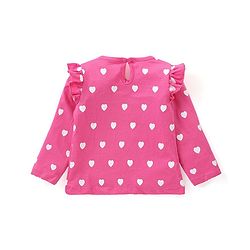 Babyhug Cotton Knit Full Sleeves T-Shirts with Frill Text & Heart Print Pack of 3 - Multicolor