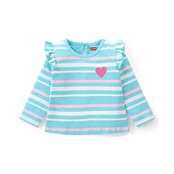 Babyhug Cotton Knit Full Sleeves T-Shirts with Frill Text & Heart Print Pack of 3 - Multicolor