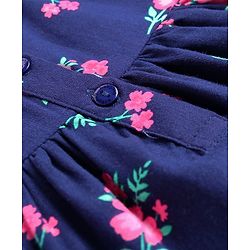 Babyhug Cotton Woven Half Sleeves Shrug with Frock Floral Print - Navy Blue & Pink