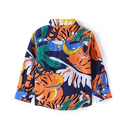 Babyhug Cotton Woven Full Sleeves Jungle Theme Printed Shirt with Inner T-Shirt - Multicolor