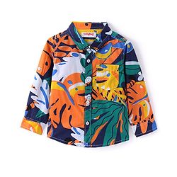 Babyhug Cotton Woven Full Sleeves Jungle Theme Printed Shirt with Inner T-Shirt - Multicolor