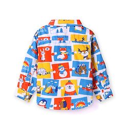 Babyhug Cotton Woven Full Sleeves Adventure Theme Shirt With T-Shirt - Blue