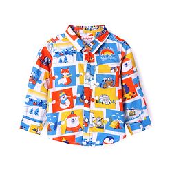 Babyhug Cotton Woven Full Sleeves Adventure Theme Shirt With T-Shirt - Blue