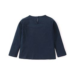 Babyhug Cotton Knit Full Sleeves T-Shirt With Floral Print - Navy Blue